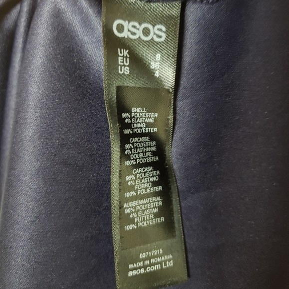 NWT Asos Tall Cold Shoulder Drape Dress Navy 4 - Picture 5 of 11